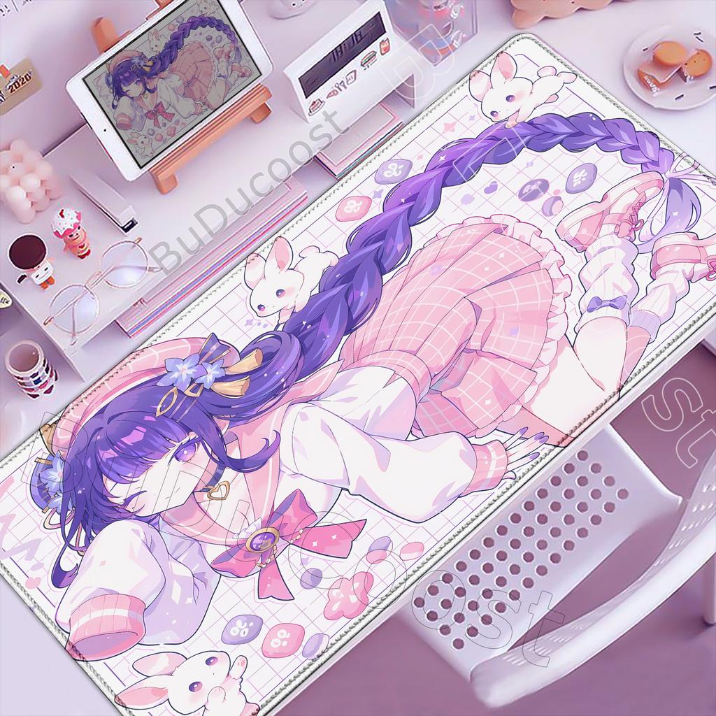New Cute Genshin Impact Kamisato Ayaka Hu Tao Mousepads Computer Gaming Lock Edge Laptop PC Desk Mat Rubber Keyboard Mouse Pad