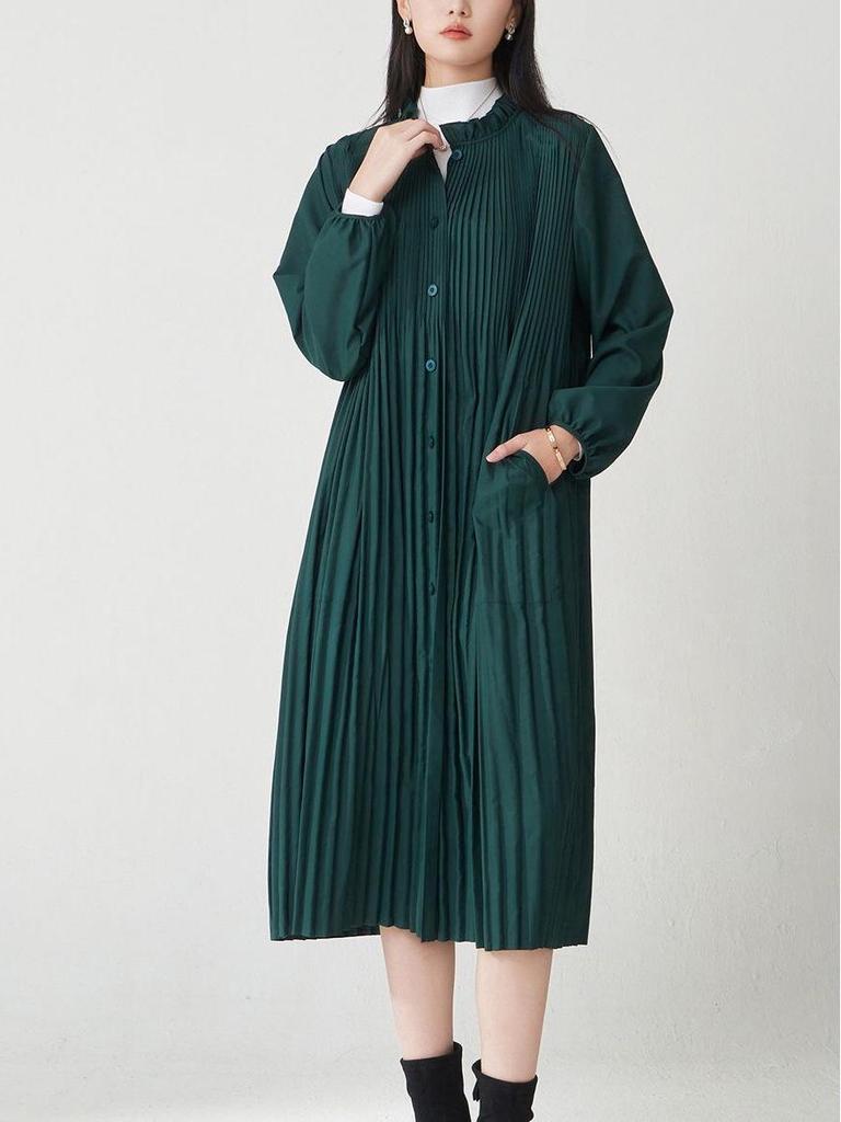 Women's Mid-Length British Style Loose Trench Coat - Plus Size Versatile Design