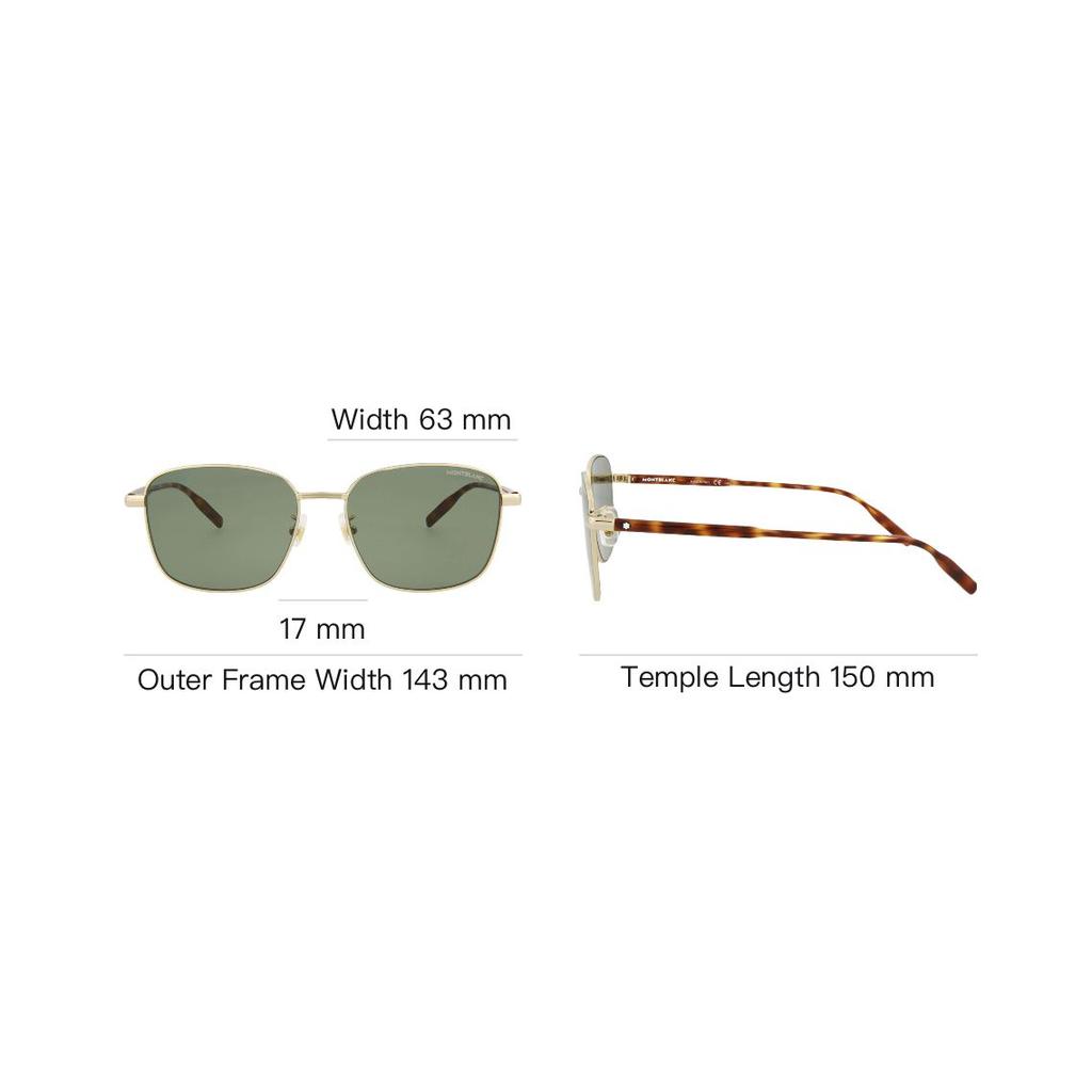 Montblanc Mirror Logo Square Sunglasses Men sunglasses Gold MB0137SK003