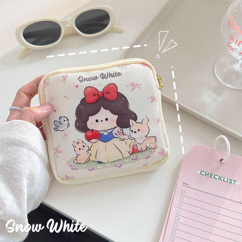 

Милая холщовая сумка для хранения менструальных принадлежностей для девочек - Портативный мультяшный дизайн Cute Snow White