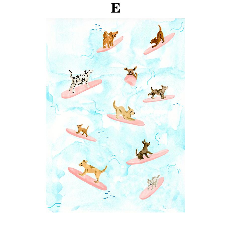 Summer Beach Leisure Holiday Fashion Wall Art Canvas Painting Nordic Poster Room Decor Tropical Watercolor Sunbathe Surfing