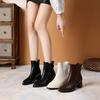 Coarse Heel Short Boots Autumn and Winter New Square Head Medium Heel Versatile Niche Thin Boots Popular Zipper Women's Boots