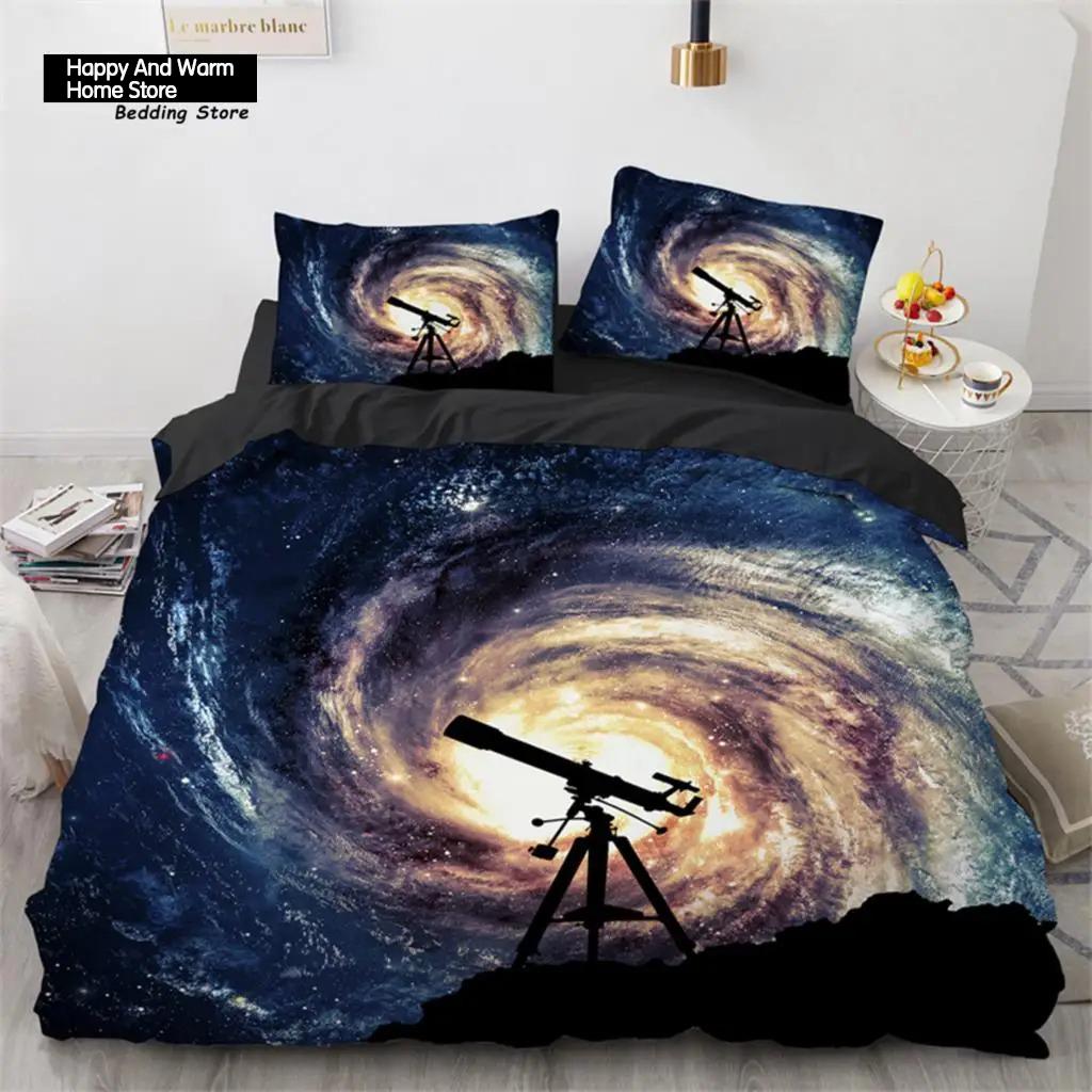 Galaxy Duvet Cover Twin King Size For Teens Boys Starry Sky Bedding Set Microfiber Outer Space Theme Decor Comforter Cover