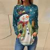 Tee Shirts For Women Casual Round Neck Long Sleeve Shirts Christmas Printing Top Pullover