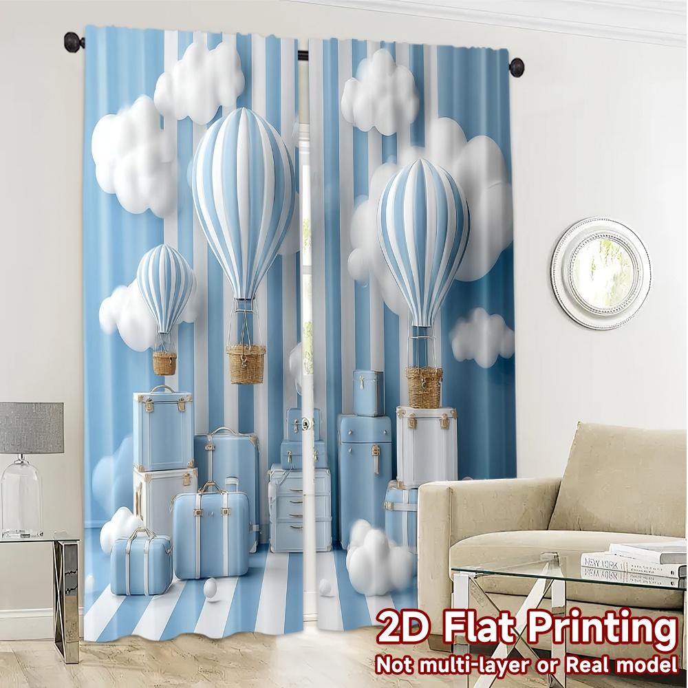 Flache Druckvorhänge Ohne Stange Balloonjourney Schicke Fensterdekoration Vielseitig Polyesterstoff Set von 2 Hergestellt
