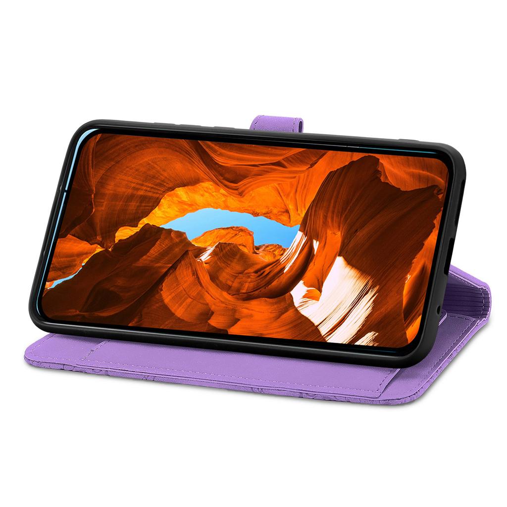 För Motorola Moto G35 5G Fodral Plånbok med dragkedja PU-läder Blomtryck Telefonskal