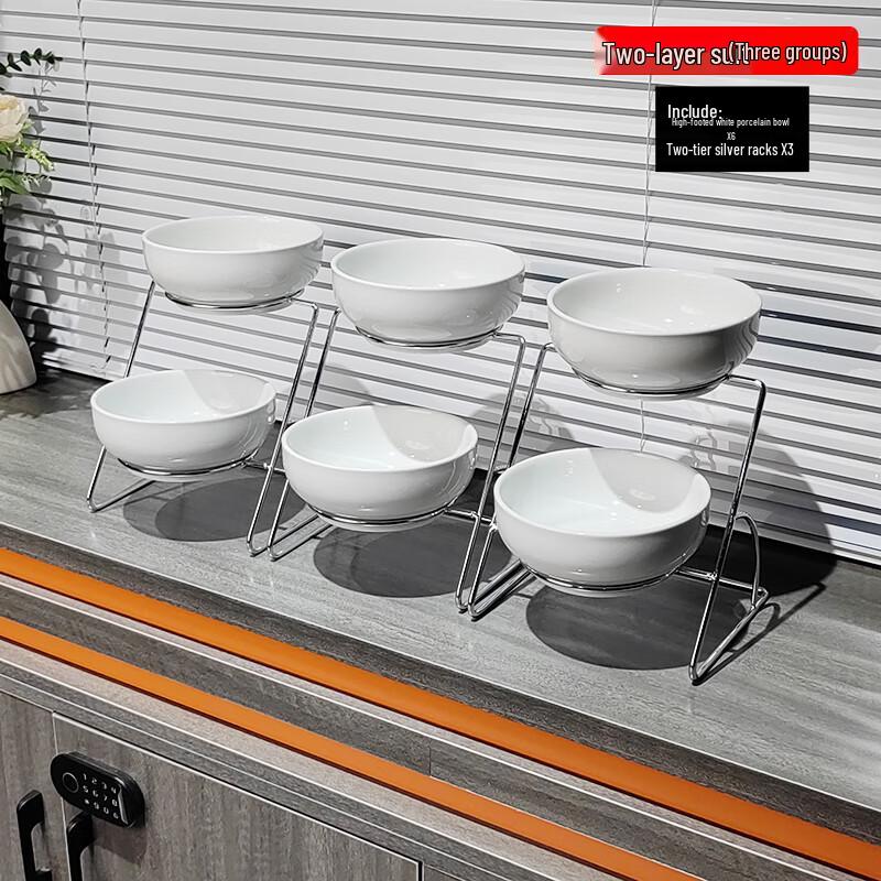 Керамический 2-ярусный набор для подачи приправ и завтрака в кремовом стиле