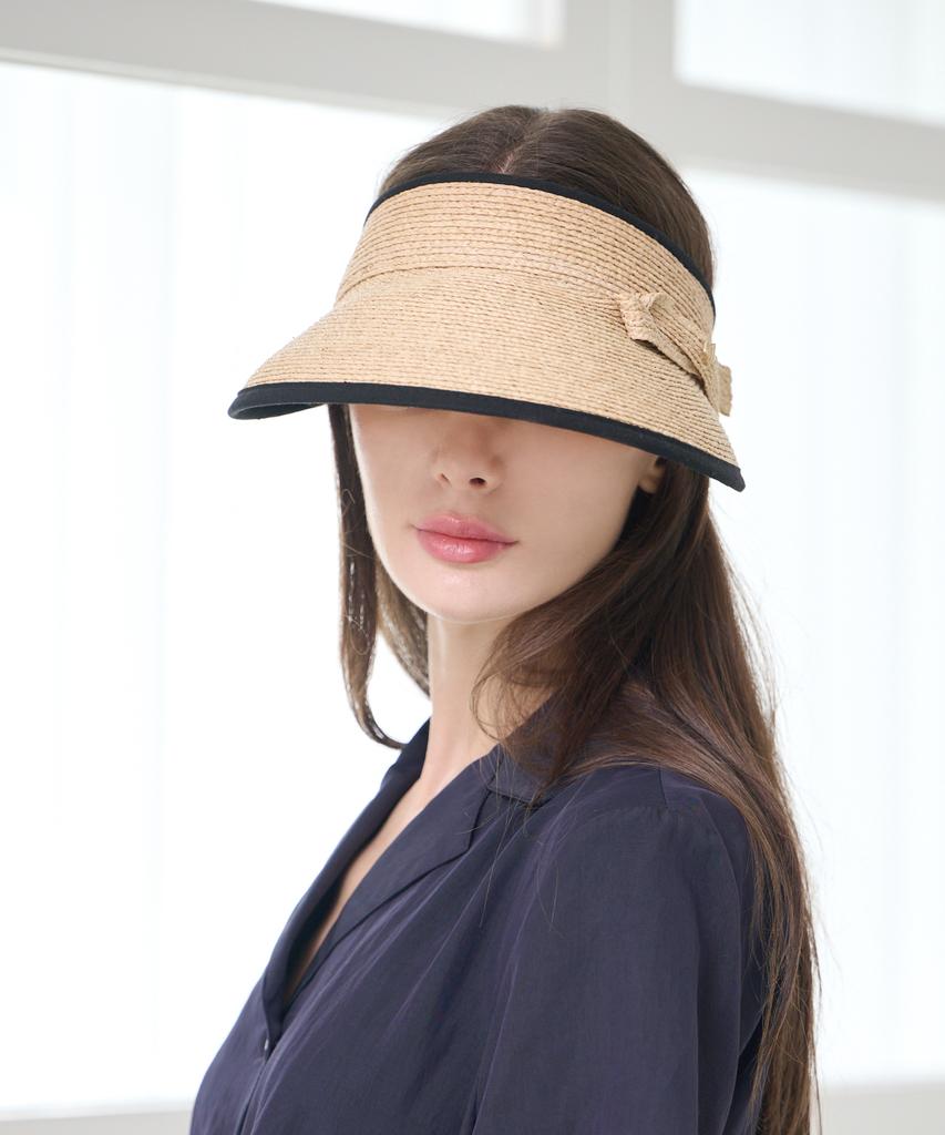 Koipeu Ribbon Raffia Sun Visor Cf081Ht073