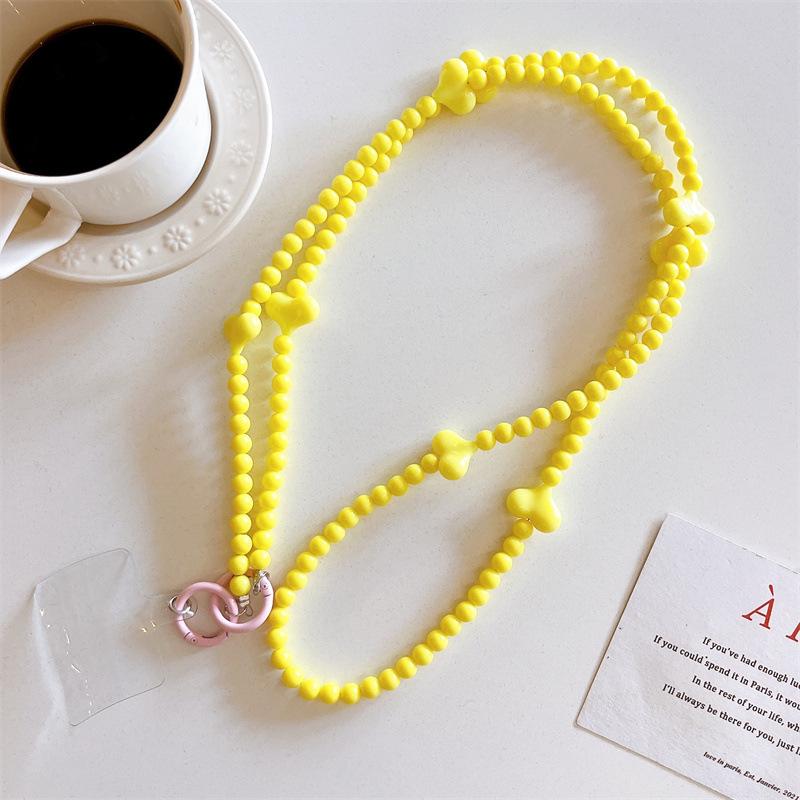 Korean Style Sweet Girl Colorful Heart Handmade Beaded Phone Case Long Chain Strap Crossbody Internet Celebrity New Chain