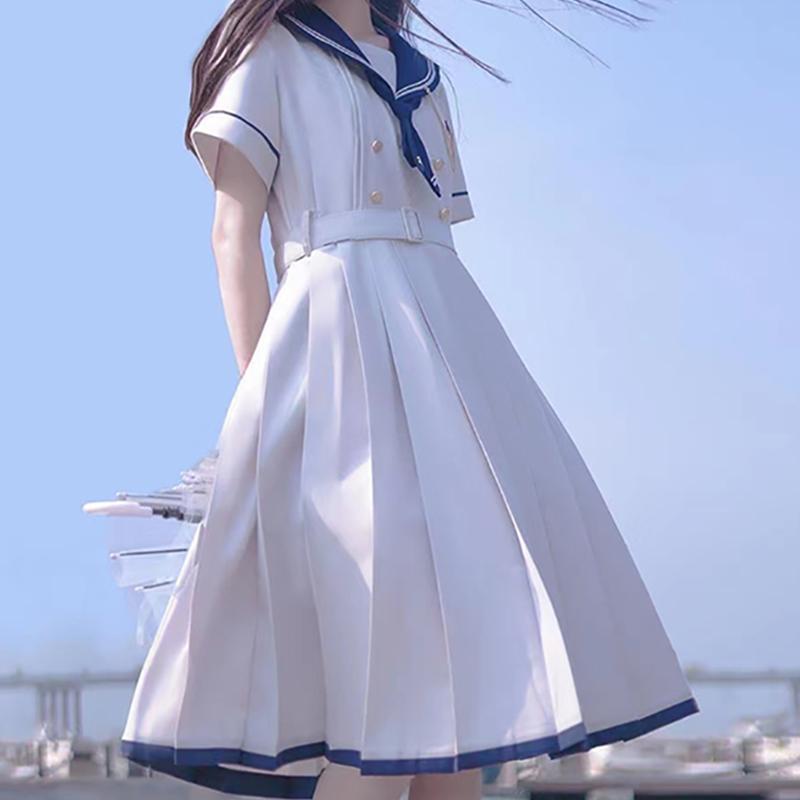 Vestito da donna JK Girls stile giapponese preppy Lolita marinaio vestito Y2k gotico kawaii vintage manica corta estate midi vestito
