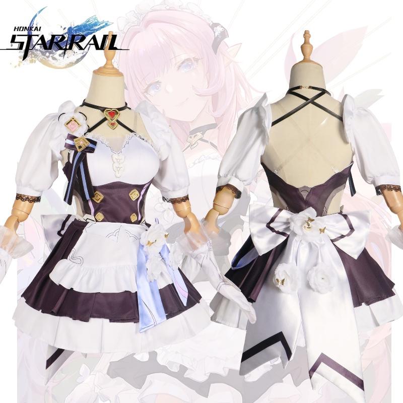 Honkai Elysia Maid Uniform Cosplay Costume Girl Anime Party Halloween Fan Outfit