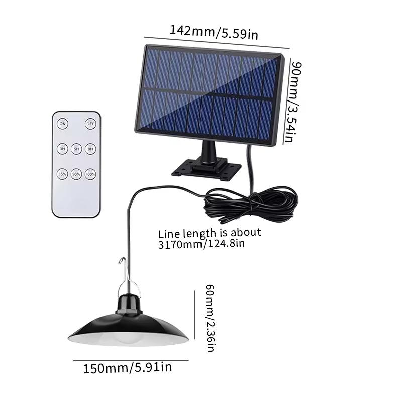 Solar Lamp Split Type Solar One Tray Two Super Bright Pendant Light Indoor and Outdoor Remote Control Light Light Control Waterp