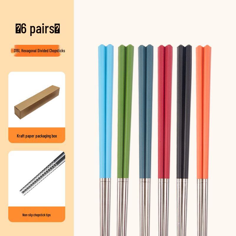 316 Stainless Steel Antibacterial Chopsticks Set - High-Grade, Anti-Mold, Food Safe 304 Tableware for Personal Use