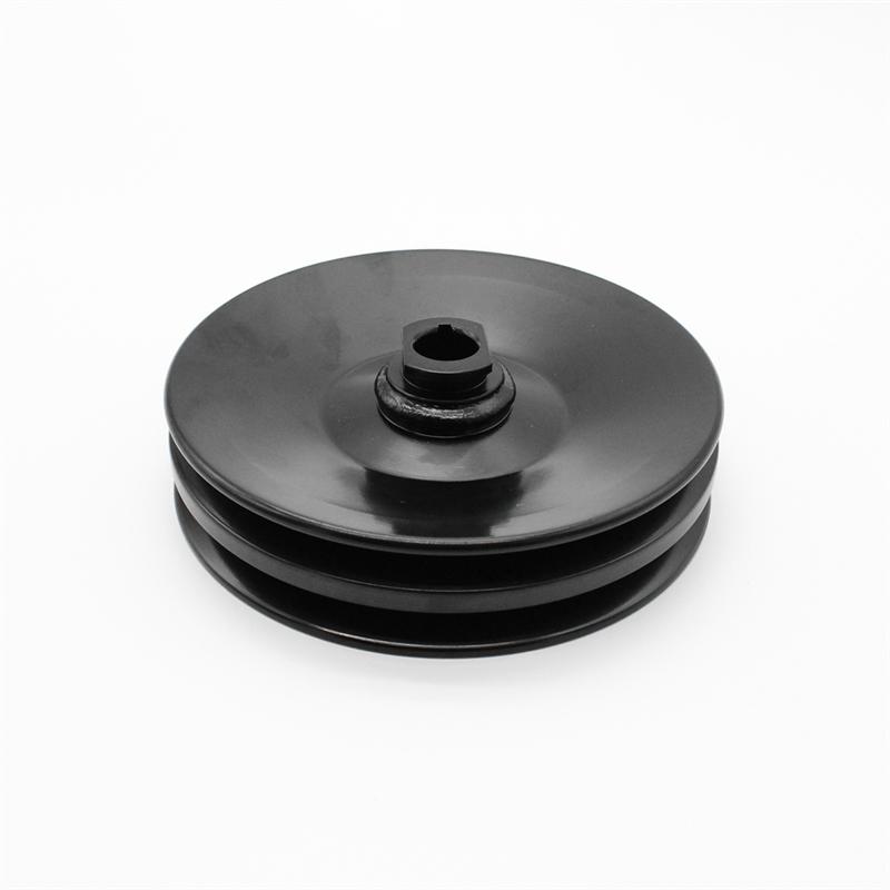 Black Double Groove Power Steering Pump Pulley Key Way Parts For GM SBC BBC Chevy 350 454
