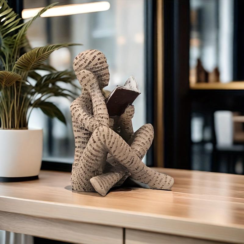Modern Abstract Reading Figure - Unique Resin Home Decor for Bedroom, Desk, Office | Perfect Holiday Gift for Friends for Christmas