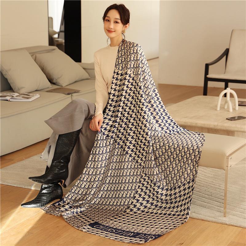 

Thousand Birds Plaid Silk Scarf Beautiful Brocade X0m Shawl Summer Travel Sunscreen Seaside Beach Towel Autumn and Winter Scarf 180*90cm