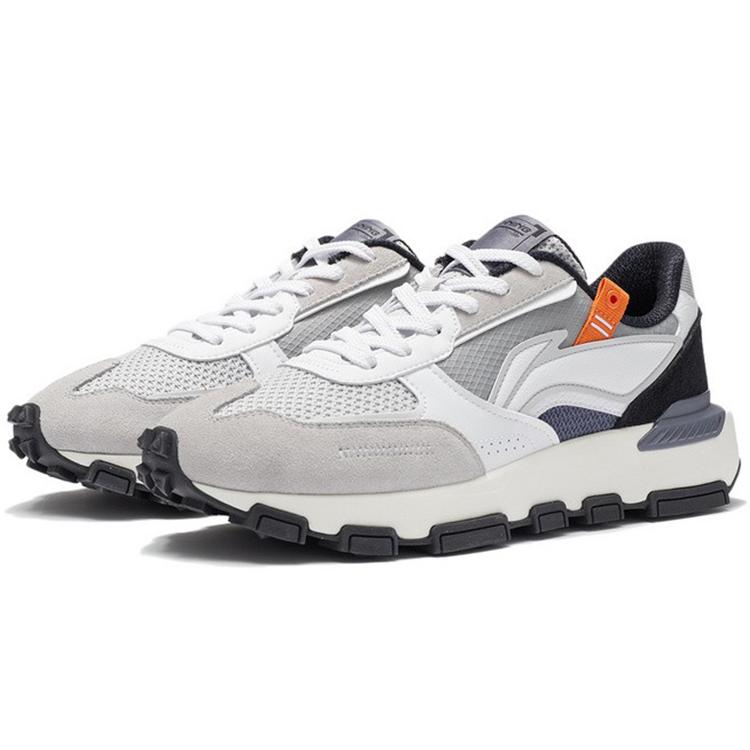 נעלי ספורט קז'ואל קלאסיות Li Ning עם ריפוד, נמוכות, לגברים, אפור-לבן AGCS093-1