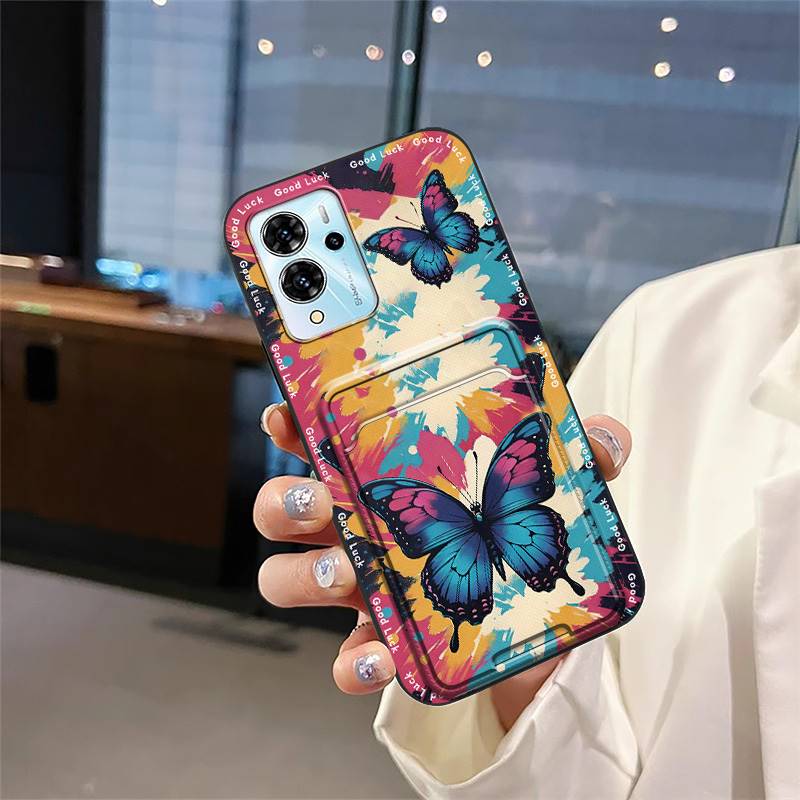 Cover Cute Phone Case For ZTE Blade V40 Pro Shockproof Anti-knock Silicone Card Slot Protective Soft Case Graffiti TPU