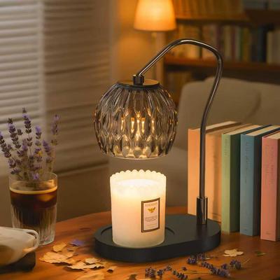 Lampa na nahřívání svíček s časovačem, 4stupňové stmívání, černá, pro aromaterapeutické svíčky, obsahuje 2 žárovky, perfektní dárek