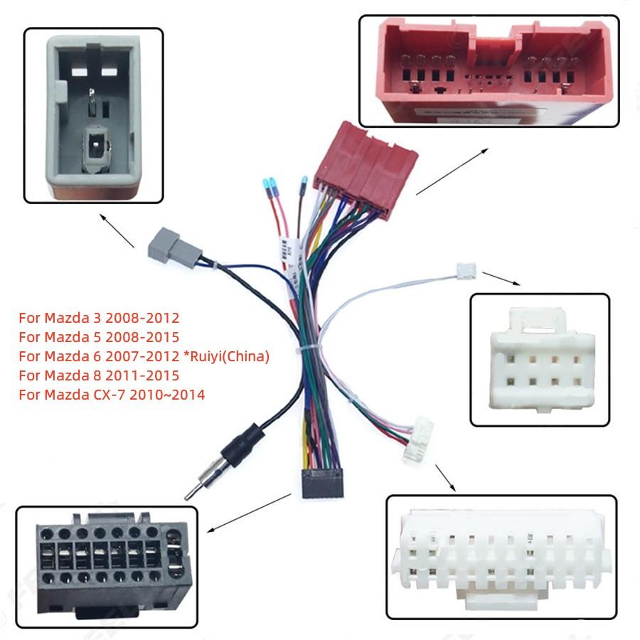 16Pin Stereo Radio Wiring Harness Power Cable W/ Canbus For Mazda 3 5 6 8 CX-7