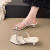 Summer women's butterfly beautiful one-pedal high-heeled slippers 2025 new fairy rhinestone crystal sandals