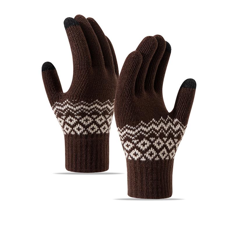 Touch Screen Gloves for Winter Warmth Thick Velvet Gloves Cycling Gloves Outdoor Knitting Yarn Gloves and Cold Resistant Gloves