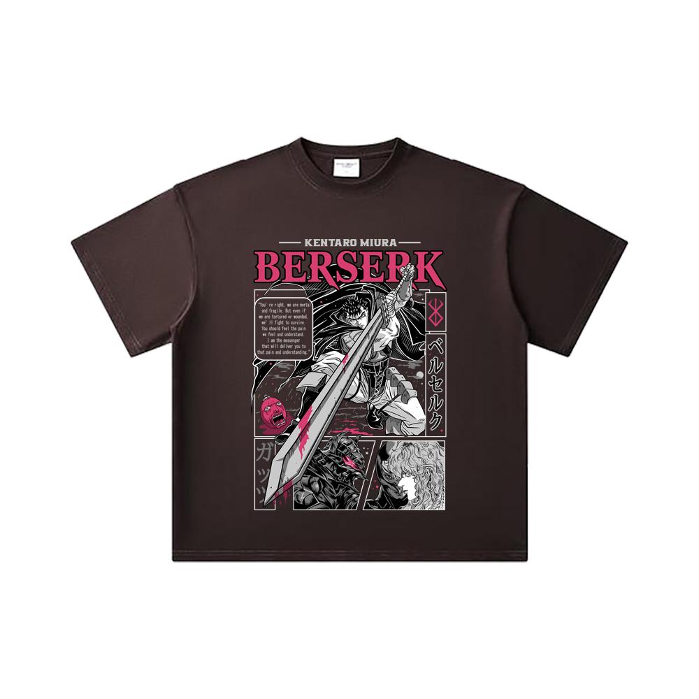 260 GSM Double Yarn 32 Count 100% Cotton Berserk V1 Guts Print Unisex Heavy Cotton T Shirt