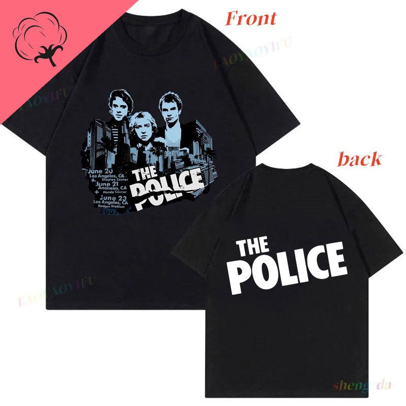 Band Camiseta The Police Ghost in The Machine Tour 1982 Unisex Women TShirt Vintage Streetwear Harajuku Gothic Cotton Cothes