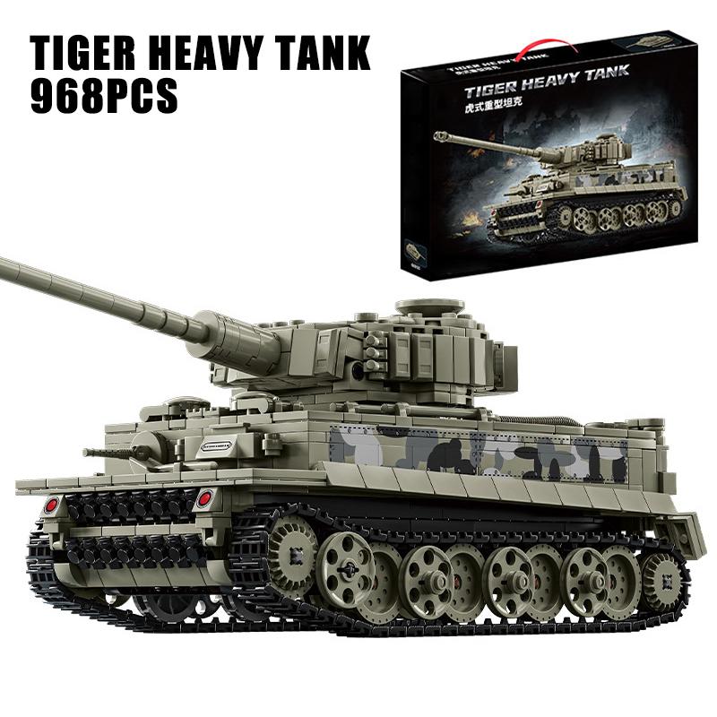 Military WW2 Tiger Heavy Tank Building Blocks Technical Army Weapons Main Battle Tank Solider Moc Bricks Toys For Children Gift
