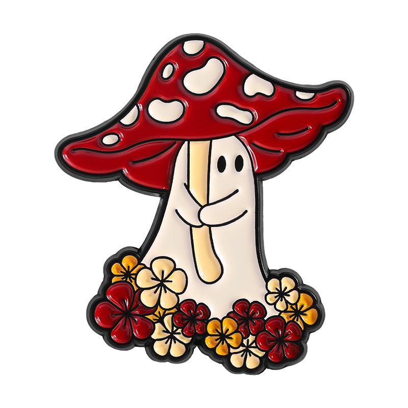 Halloween Ghost Mushrooms Enamel Pins Custom Mushroom Cap Brooches Lapel Badges Clothes Punk Jewelry Gift for Kids Friends