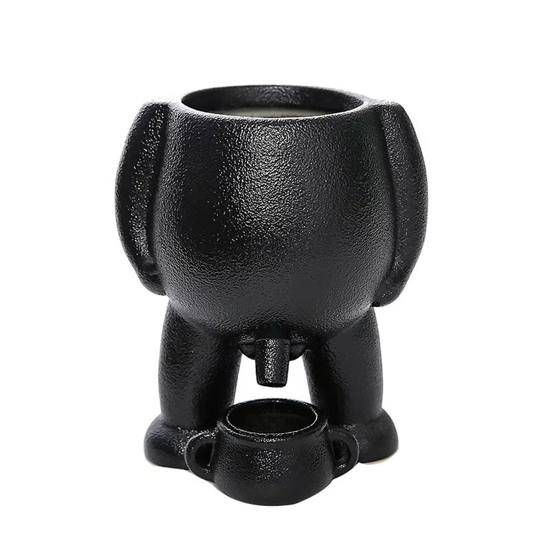Ceramic Peeing Potted Gardening Pots Novelty Peeing Planter Pot with Drainage Desktop Flowers Planter Display for Bedroom Patios