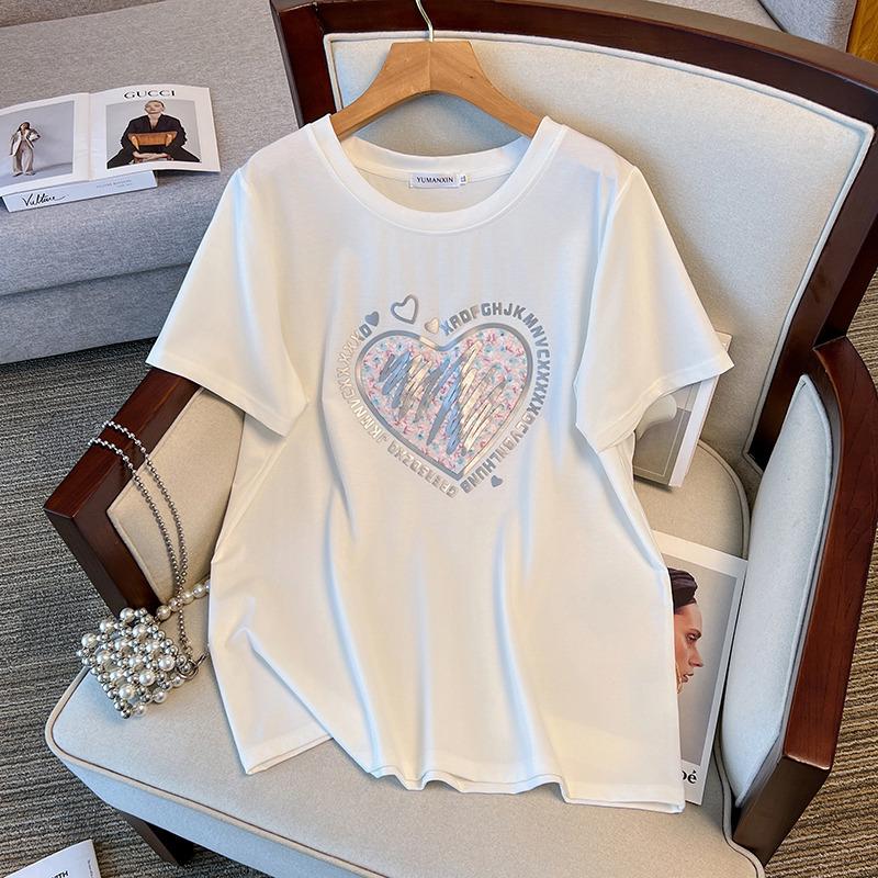 Women's Plus Size Loose-Fit Mid-Length Round Neck Short Sleeve T-Shirt (200/300/350 Jin, Style 6503)