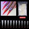 300/500pcs Stiletto Nail Tips Acrylic-Nails Long False Nails Clear/Natural Fake-Nails Half Coverage False Nail Tips