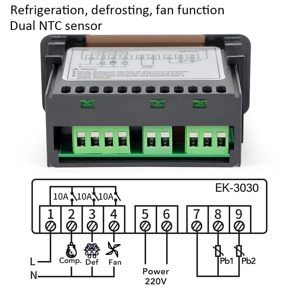 EK-3010/EK-3020/EK-3030 LED Digital Thermostat Temperature Controller Thermoregulator Refrigeration Defrosting  Alarm