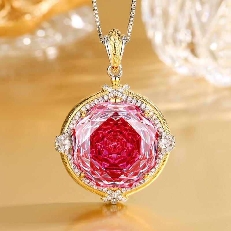 Jewelry Copper Bottom Gold-Plated Millennium Cut Rose Red Temperament Light Luxury Set Main Stone 18-10M