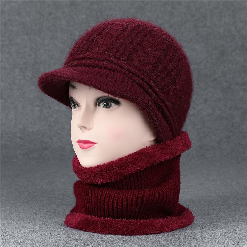 Duck Tongue Old Man Hat Female Grandma Autumn Winter Rabbit Wool Hat Knitted Thermal Basin Hat Middle-Aged And Elderly Mother Velvet