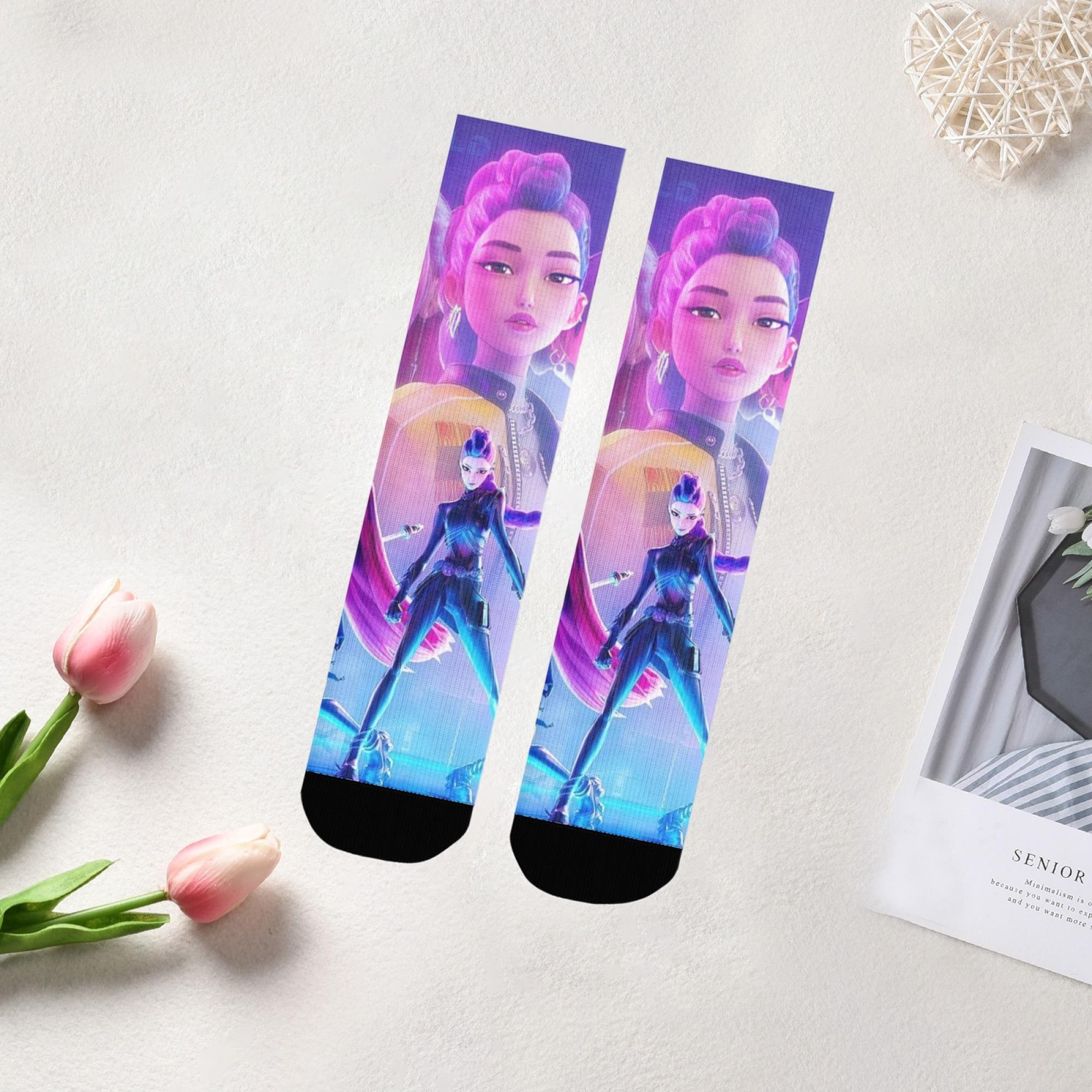 

Trendy Fashion K-POP Evil Girl Group Anime Crew Socks Eye-Catching Character Print Premium Socks for Anime Lovers Themed Gifts One Size