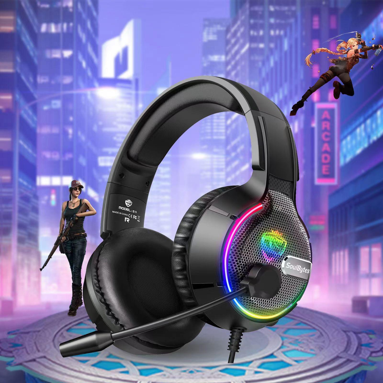 

Новая гарнитура Soulbytes S19 Проводная компьютерная гарнитура Rgb Esports Headset