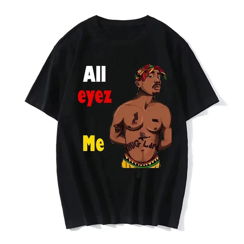 Rapper Tupac Top Streetwear Hip Hop Streetwear Short Sleeve Graphic Print T Shirt Men Women Harajuku Y2K Fashion Loose Oversized Summer New Tee
