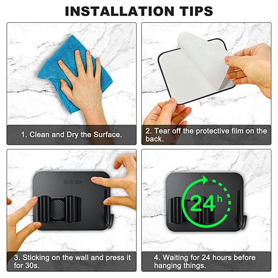 Storing No Drilling Installation Modern with Side Hook Kitchen Mop Broom Storage Clip Floor Organizer Mop Rack