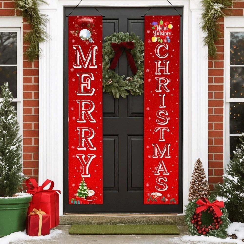 1 pair Rectangular Xmas Hanging Flags Large Size Merry Christmas Banner  Garden