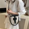 Retro contrasting color fashionable portable bucket bag new simple casual large capacity summer shoulder bag messenger bag