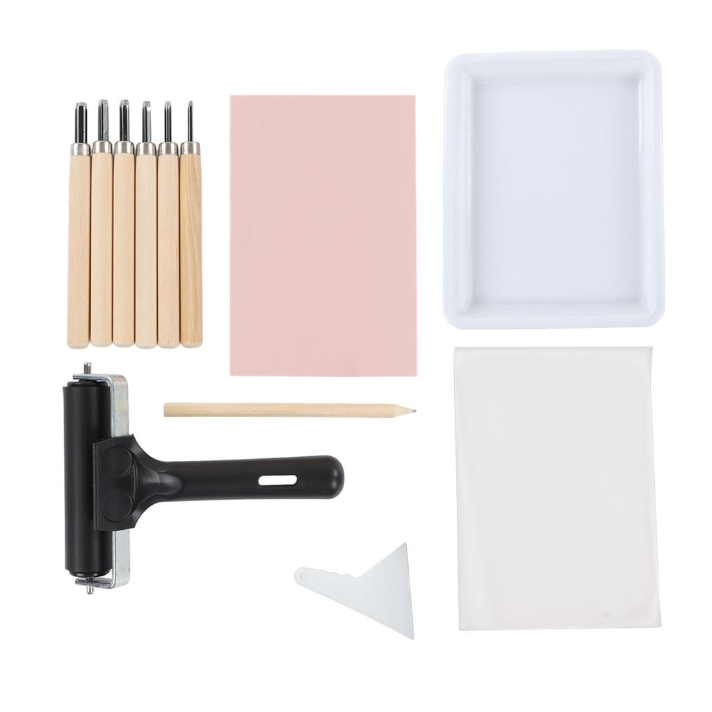 Stamp Making Kit Assorted Carving Knives Carving Block Flexible Roller Stamp Carving Tools for DIY