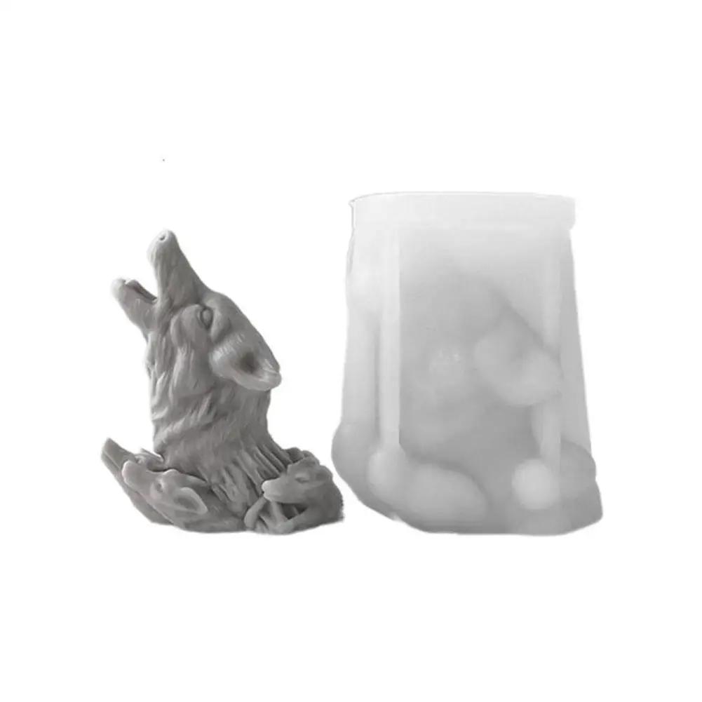Wolf's Head Silicone Molds, Mother Wolf and Wolf Cubs Candle Mold for Soap Soy Wax DIY Handcraft, Animal Resin Mold Gift R6B8