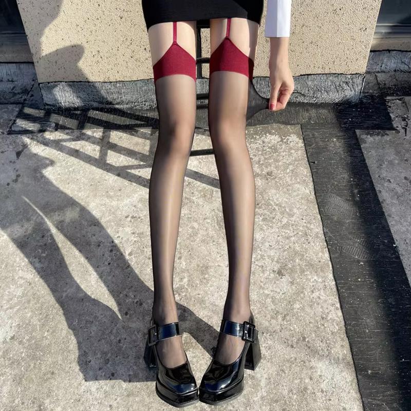 Thigh-high Nylon Stockings Cosplay Sexy Lingerie Garter Belt Long Stockings Ladies Ultra-thin Transparent Tights Party Clubwear