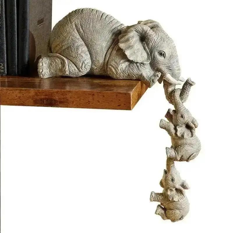 

3Pcs/Set New Cute Elephant Figurines Home Decor Creative Crafts Elephant Holding Baby Elephant Resin Home Furnishing Gift Decor