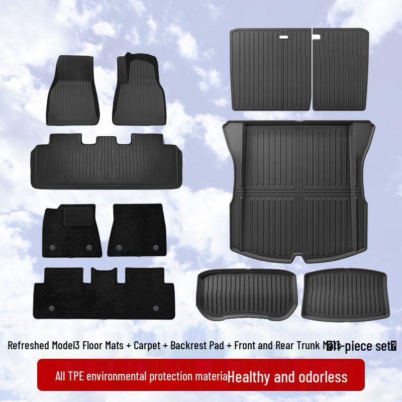 Tesla Model Y/3 Facelift Left-Hand Drive HK TPE Odorless Floor & Trunk Mats
