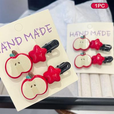 Cute Apple Hair Clip Star Duckbill Clip Hair Pin Bangs Side Clip Woman Headwear