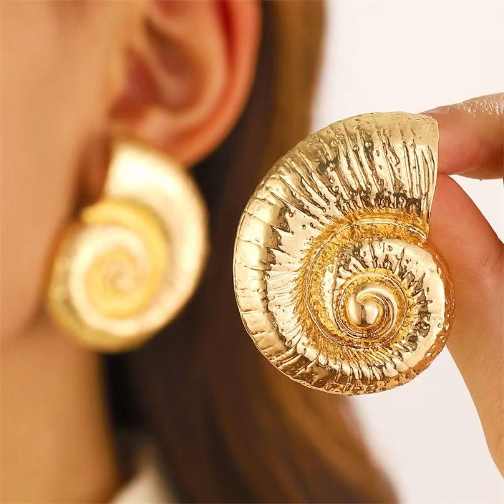 Metal Conch Collar Pendant Luxury Trendy Necklace Earring Set European American Style