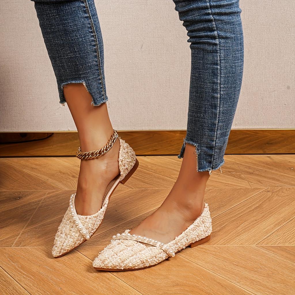 2025 Fall New Arrival: Pointed-Toe Flat-Heeled Side-Cutout Dainty Pumps for Women